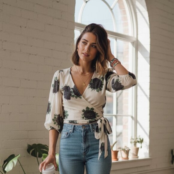 NWT Ganni tilden mesh wrap top vanilla ice